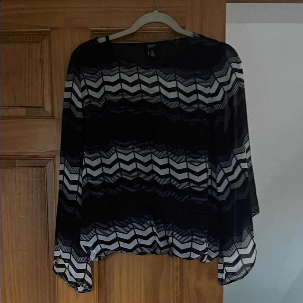 Alfani Black and White Chevron Blouse